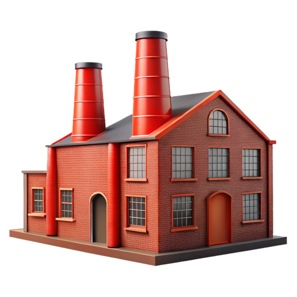 extraordinary rustic Industrial Factory Building Red Brick Transparent Background exclusive png