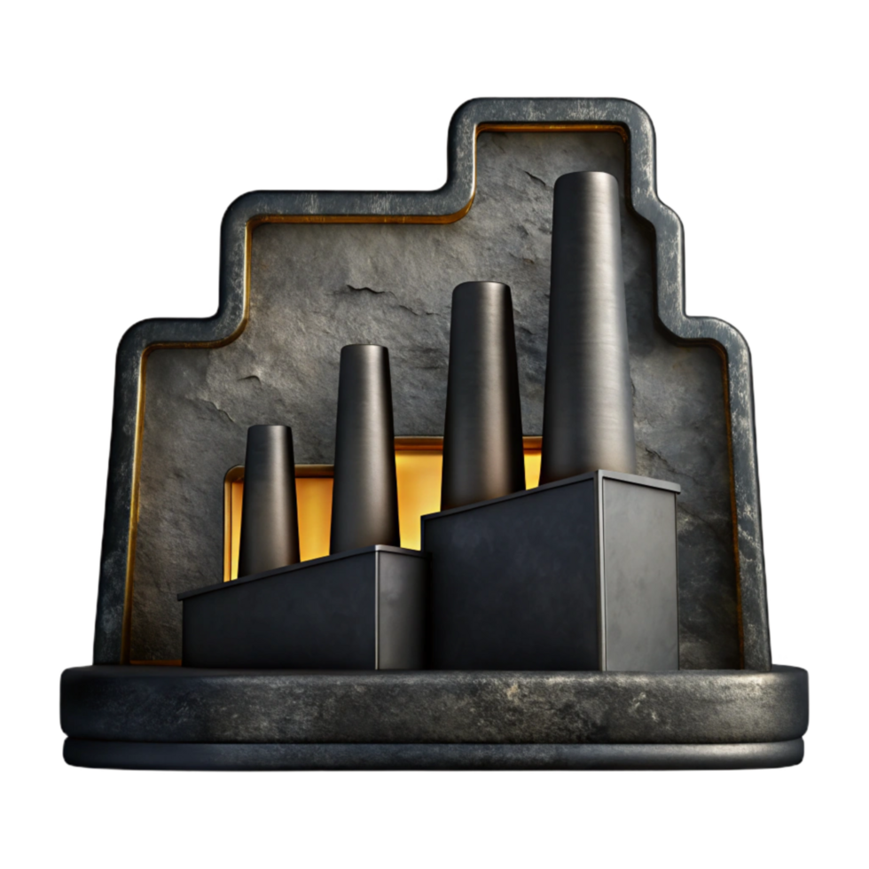 dramatic abstract Industrial Factory Silhouette Cutout Black Background original png