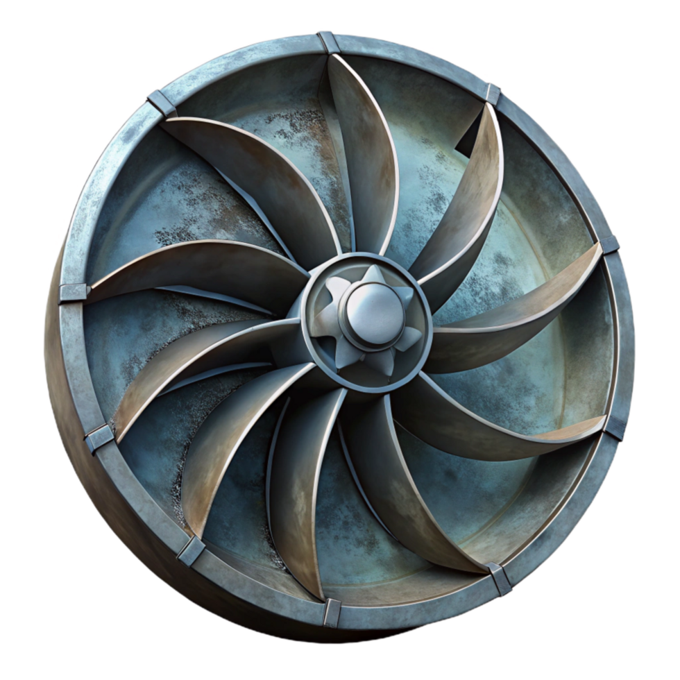 impressive classic Industrial Fan Blades Close Up Transparent Background authentic png