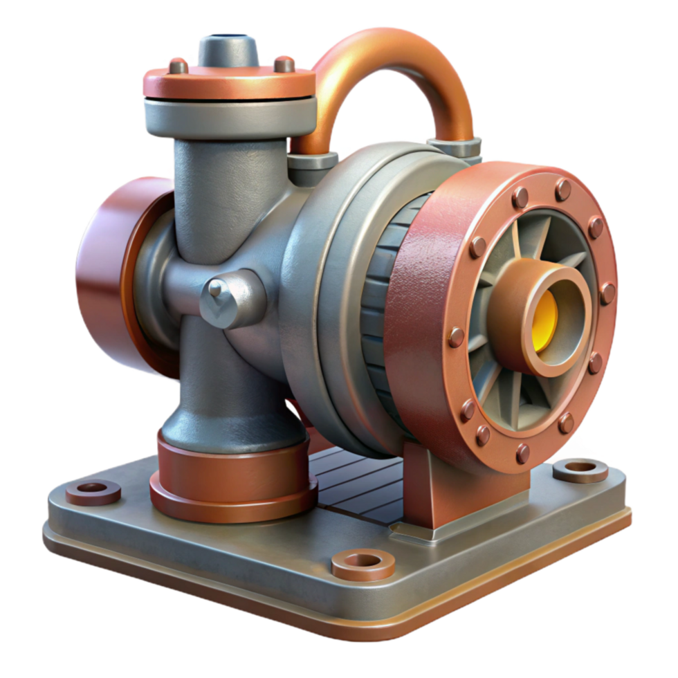 beautiful traditional Industrial Pump Side View Isolated Element premium png