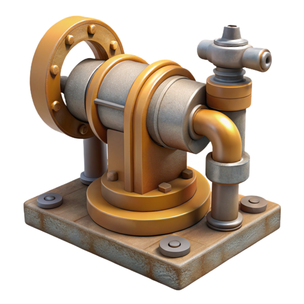 extraordinary minimalist Industrial Pump Side View Isolated Element original png
