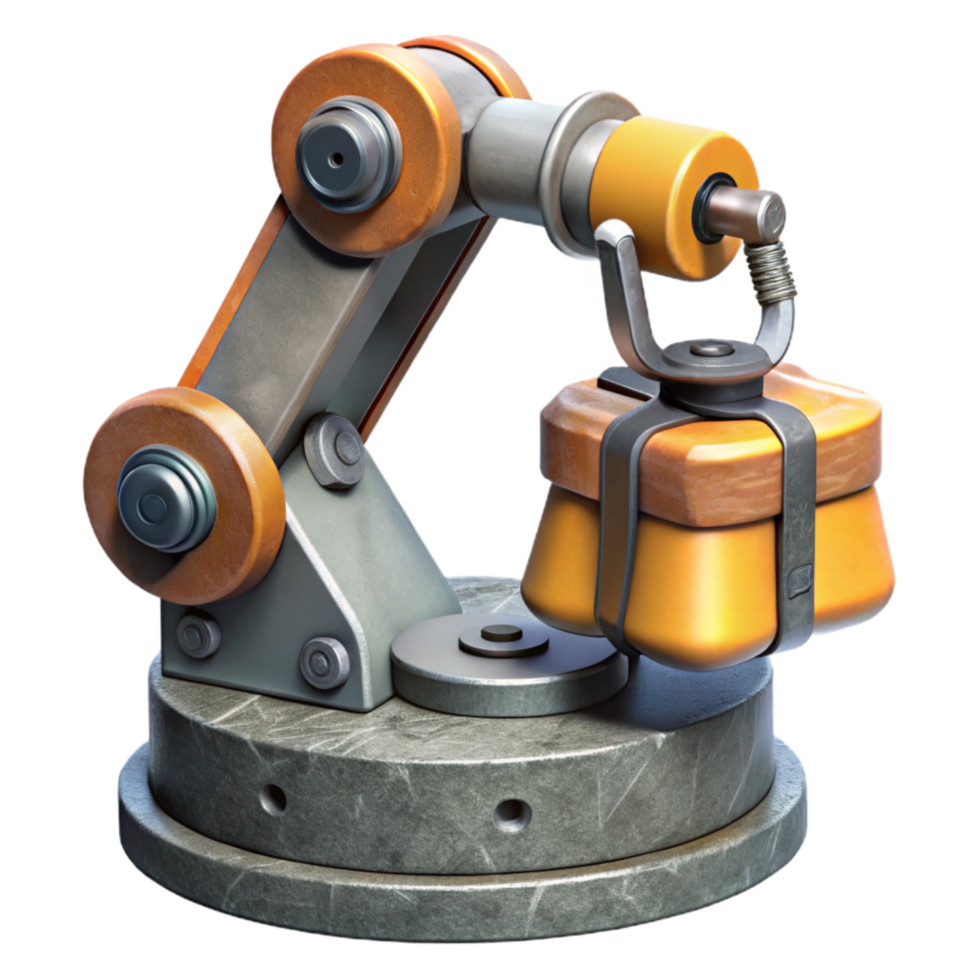 stunning rustic Industrial Robot Arm Lifting Heavy Object Isolated Element original png