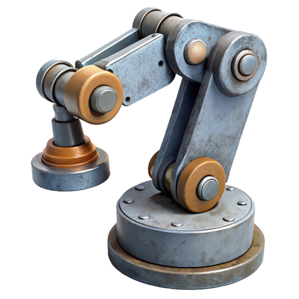 beautiful classic Industrial Robot Arm Side View Isolated 4K png