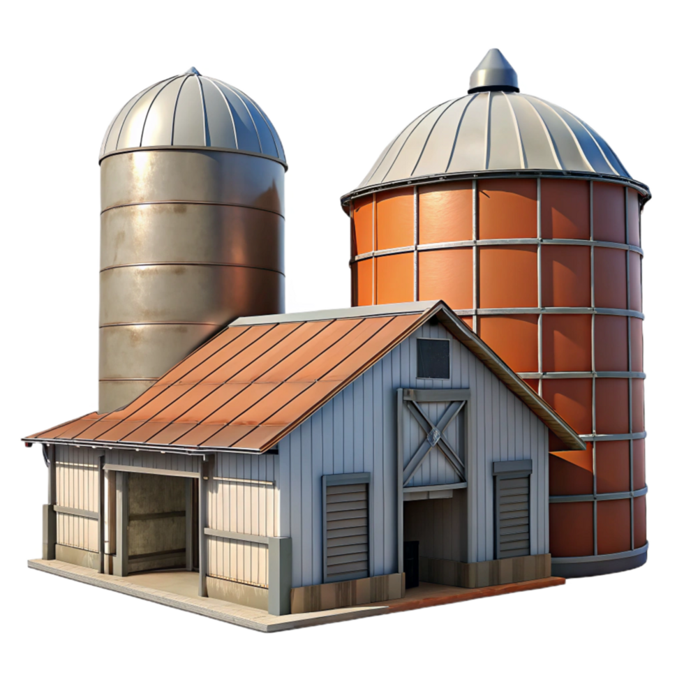 dramatic rustic Industrial Silo Farm Building Transparent high quality png