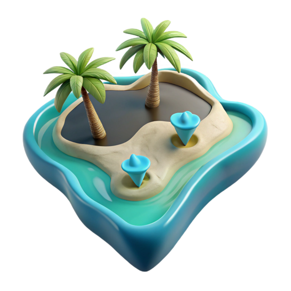 wonderful rustic Island Paradise with Turquoise Water Isolated Element high resolution png