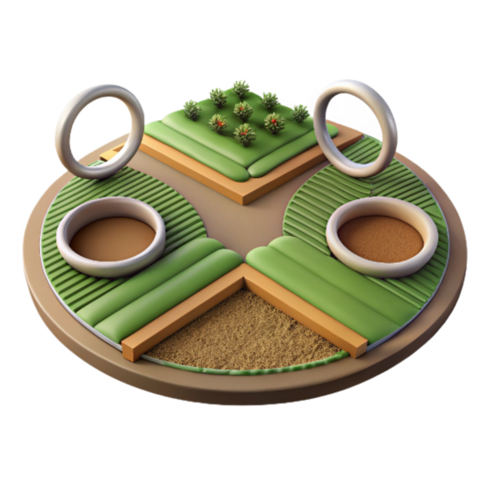 vibrant minimalist Isolated Agricultural Fields with Irrigation Circles Aerial View high quality png
