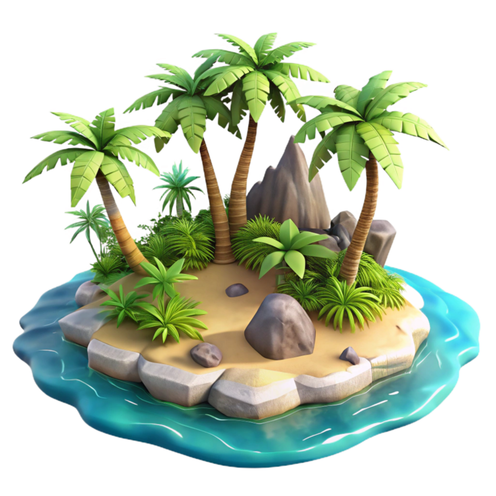 wonderful artistic Island Paradise Tropical Vegetation Transparent Background premium png