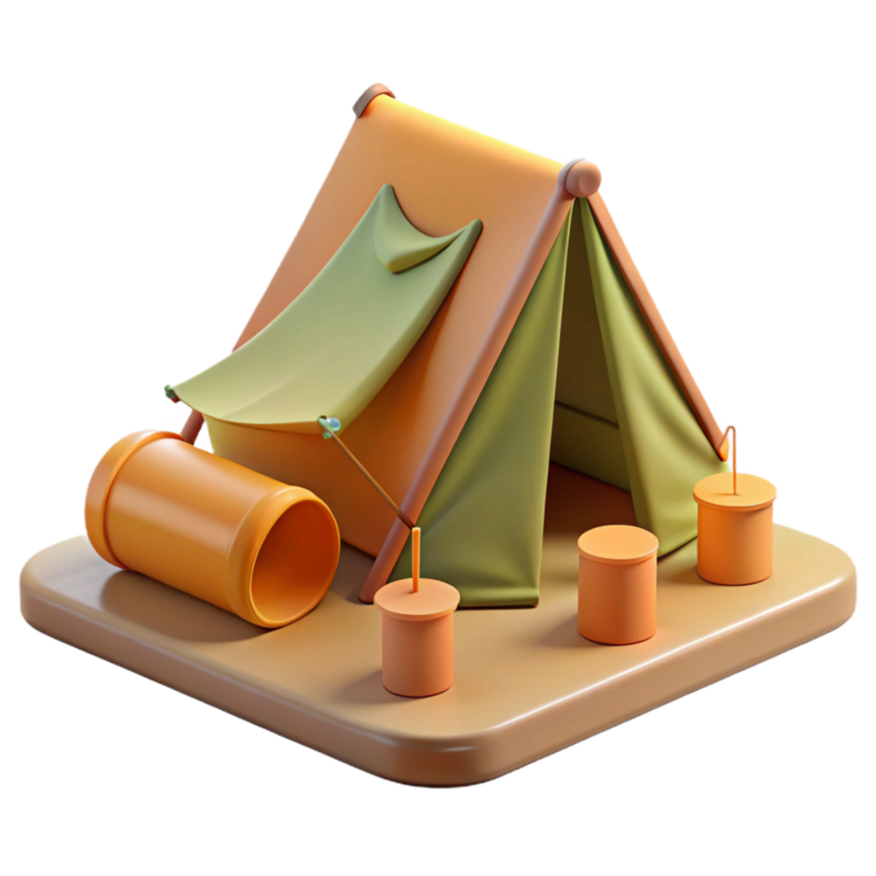 stunning contemporary Isolated Campground Scene with Tent Transparent Background original png