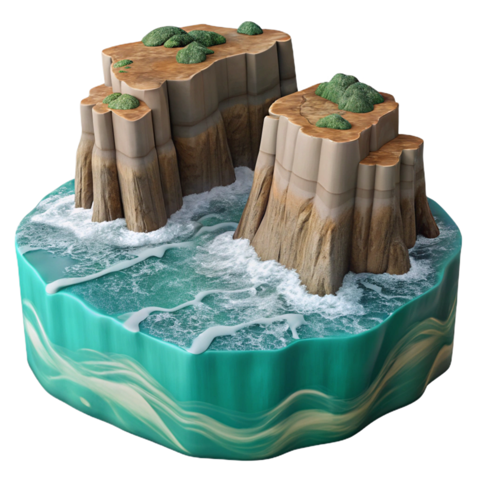 impressive modern Isolated Coastal Cliffs and Ocean Waves Cutout professional png