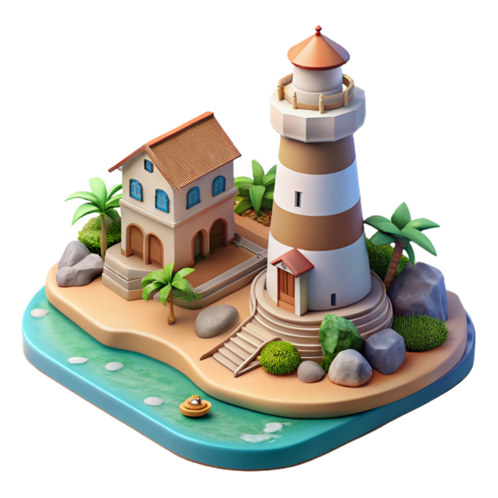 extraordinary traditional Isolated Coastal Town with Lighthouse Cutout high resolution png