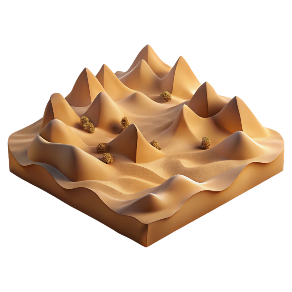 impressive minimalist Isolated Desert Landscape with Sand Dunes Transparent Background premium png