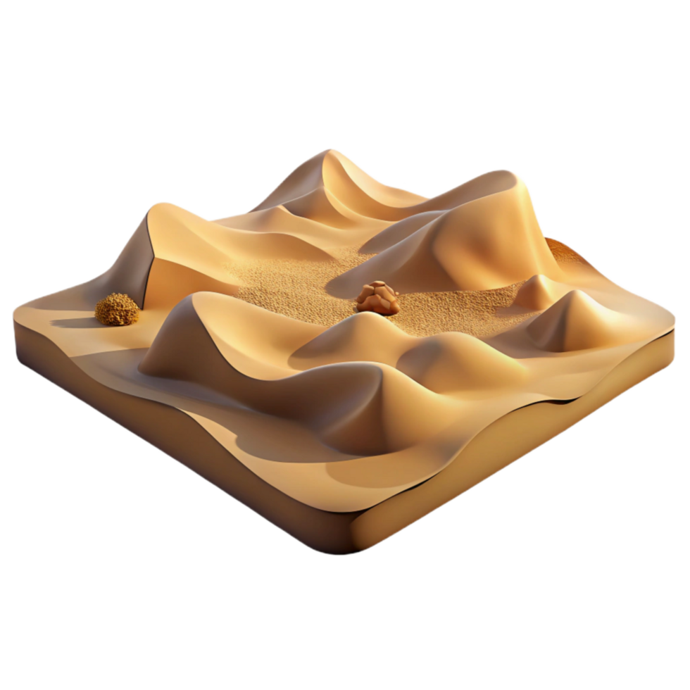 vibrant modern Isolated Desert Landscape with Sand Dunes Transparent Background detailed png