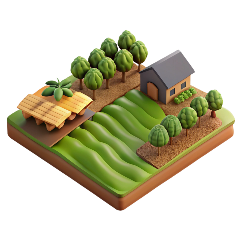 serene traditional Isolated Farmland with Crops in Rows Aerial View high resolution png