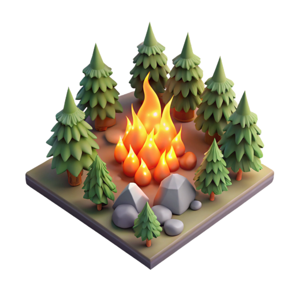 magnificent minimalist Isolated Forest Fire Seen From Above Transparent Background premium png