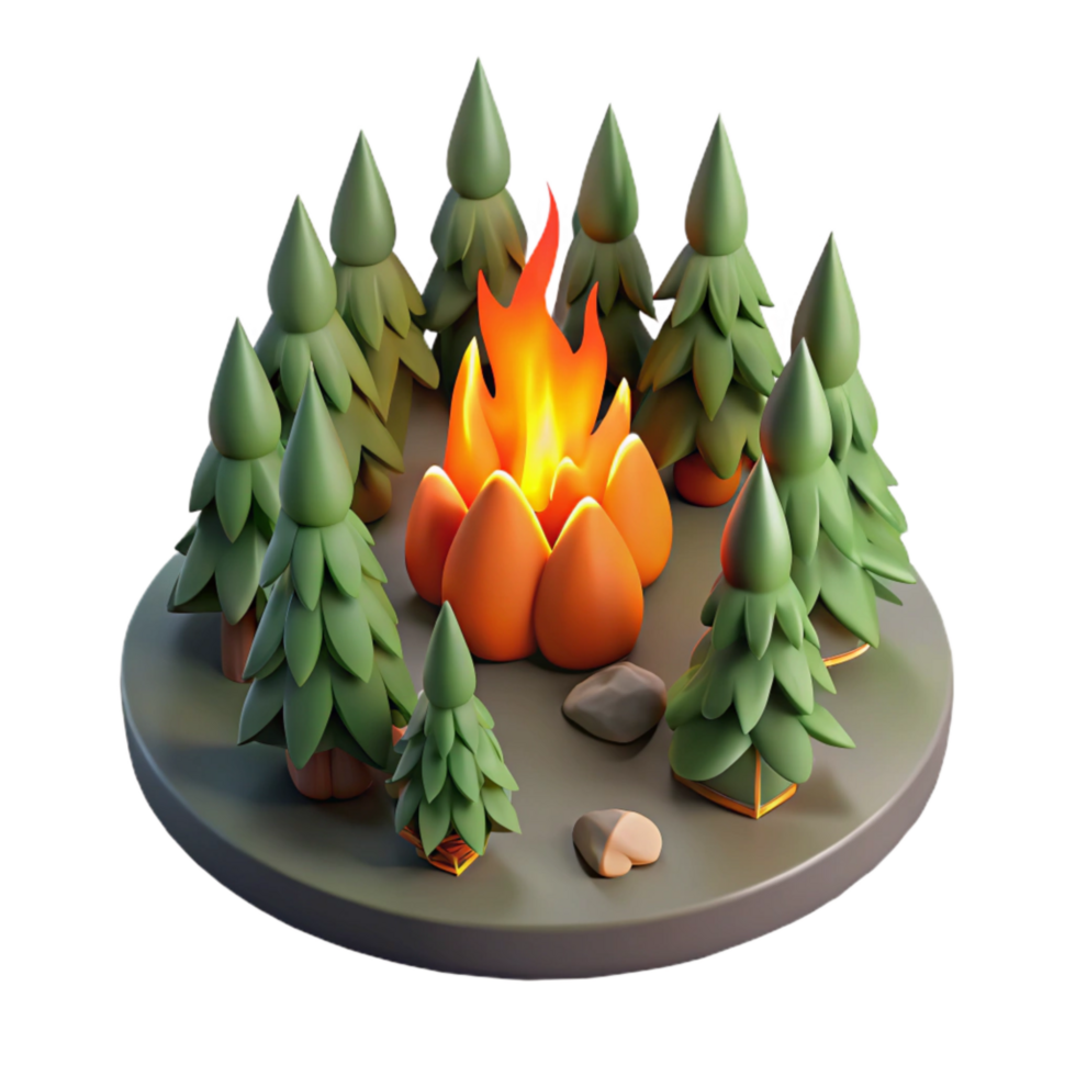 vibrant traditional Isolated Forest Fire Seen From Above Transparent Background professional png