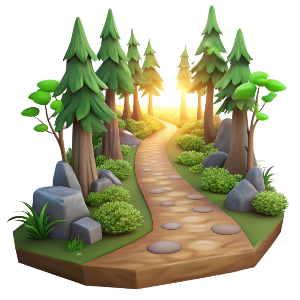 vibrant minimalist Isolated Forest Path with Sunlight Transparent Background authentic png