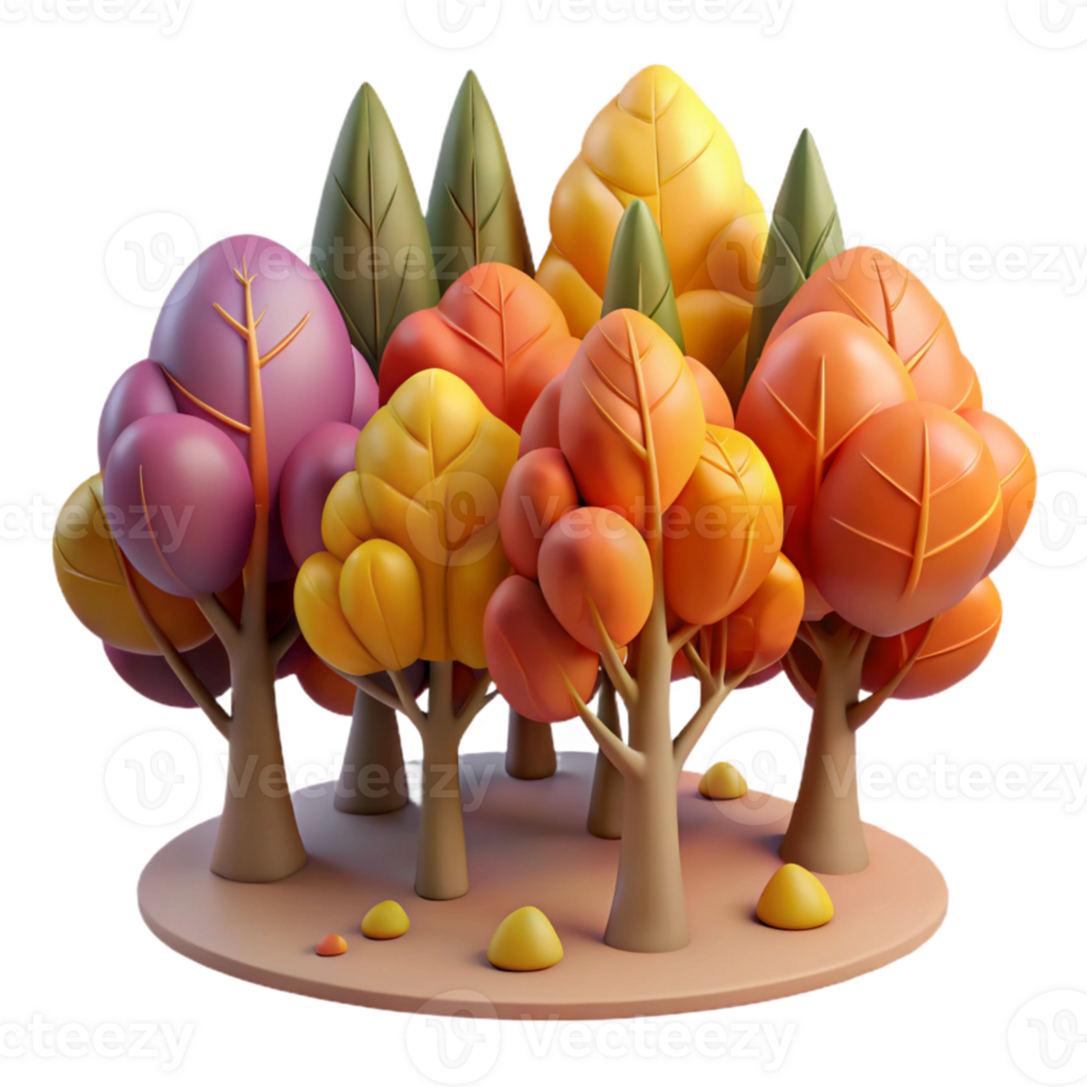 serene classic Isolated Forest with Colorful Autumn Leaves Transparent Background high resolution png