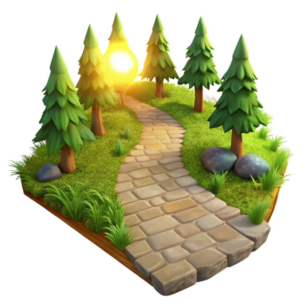 dramatic classic Isolated Forest Path with Sunlight Transparent Background original png