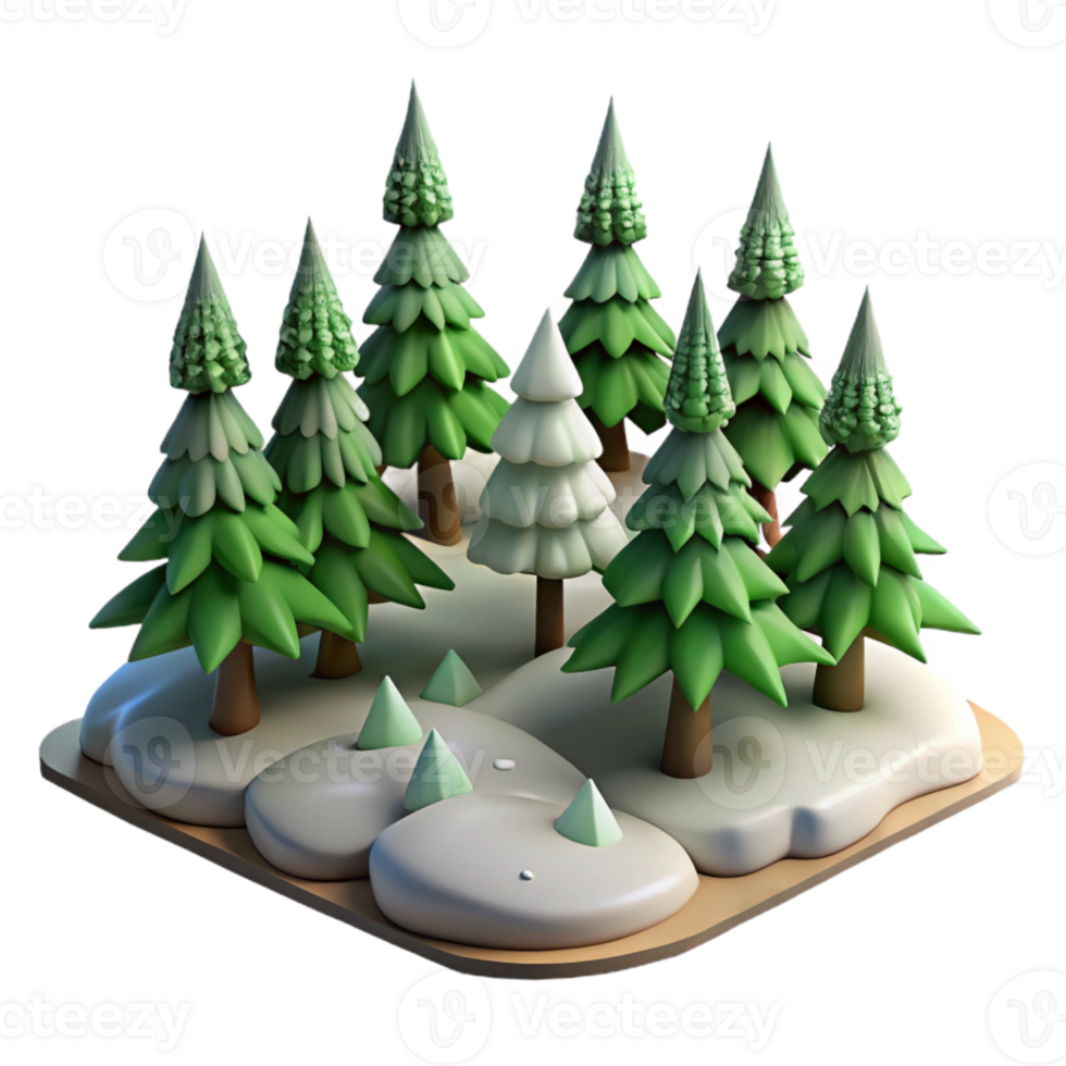 magnificent modern Isolated Forest with Pine Trees and Snow Transparent Background exclusive png