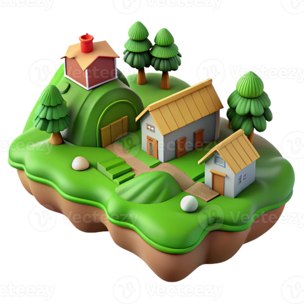 extraordinary traditional Isolated Green Valley with Farmhouses Aerial Shot genuine png