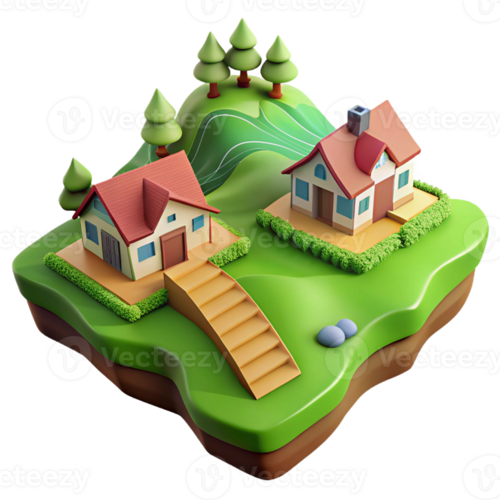 elegant rustic Isolated Green Valley with Farmhouses Aerial Shot high resolution png