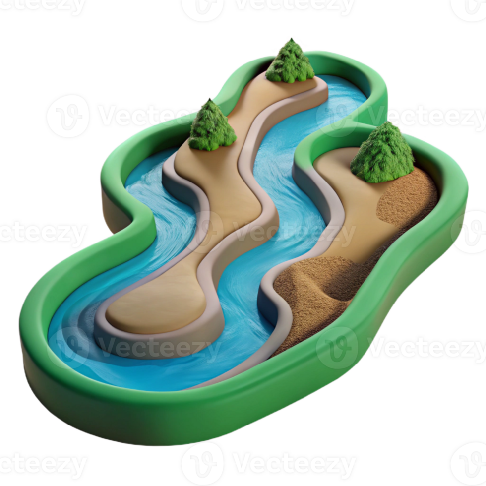 wonderful contemporary Isolated Meandering River Through Valley Cutout 4K png