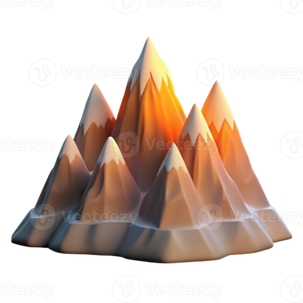 impressive abstract Isolated Mountain Range at Sunrise Transparent Background premium png