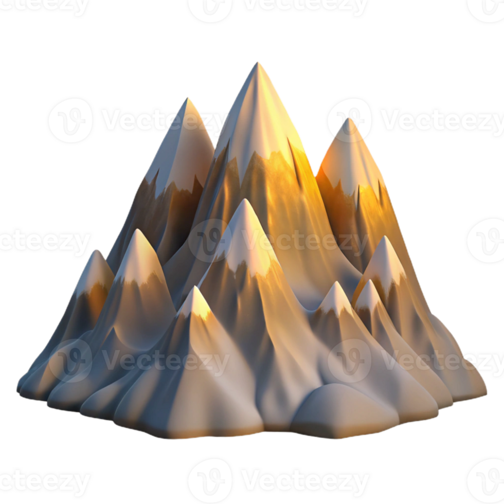 wonderful contemporary Isolated Mountain Range at Sunrise Transparent Background detailed png