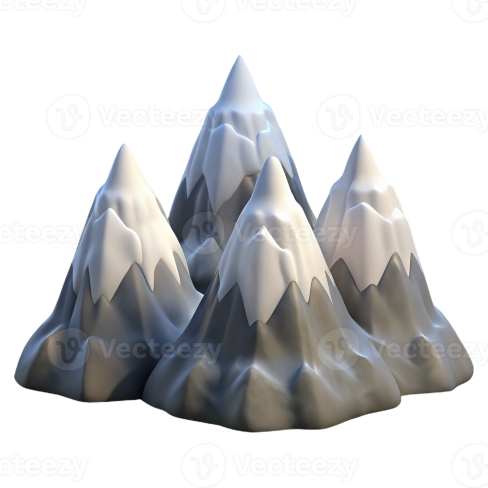 dramatic rustic Isolated Mountain Range with Snow Caps Transparent Background original png