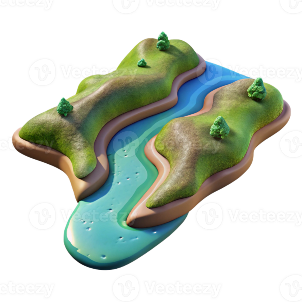wonderful rustic Isolated River Delta Aerial Perspective Cutout premium png