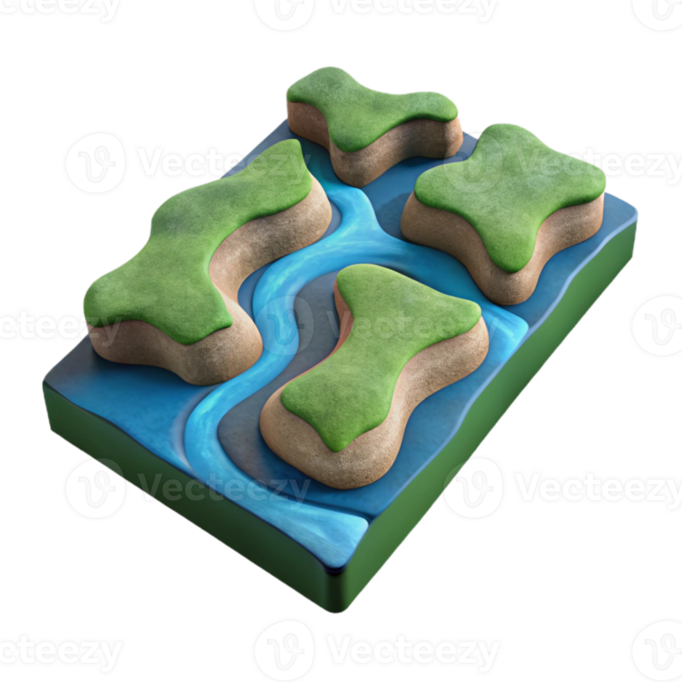 serene classic Isolated River Delta Aerial Perspective Cutout 4K png