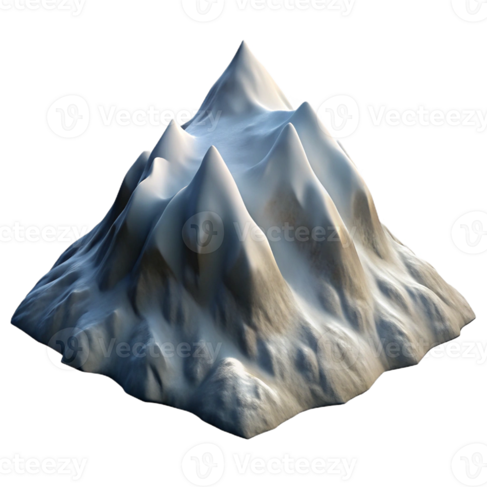vibrant vintage Isolated Snowy Mountain Peak Aerial View high resolution png