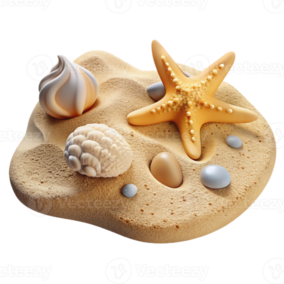 beautiful classic Isolated Sandy Beach with Footprints Transparent Background premium png