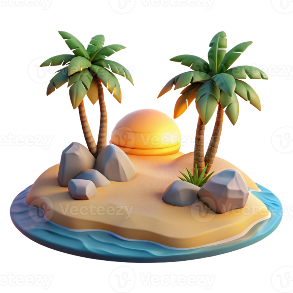 stunning modern Isolated Tropical Beach at Sunset Transparent Background authentic png
