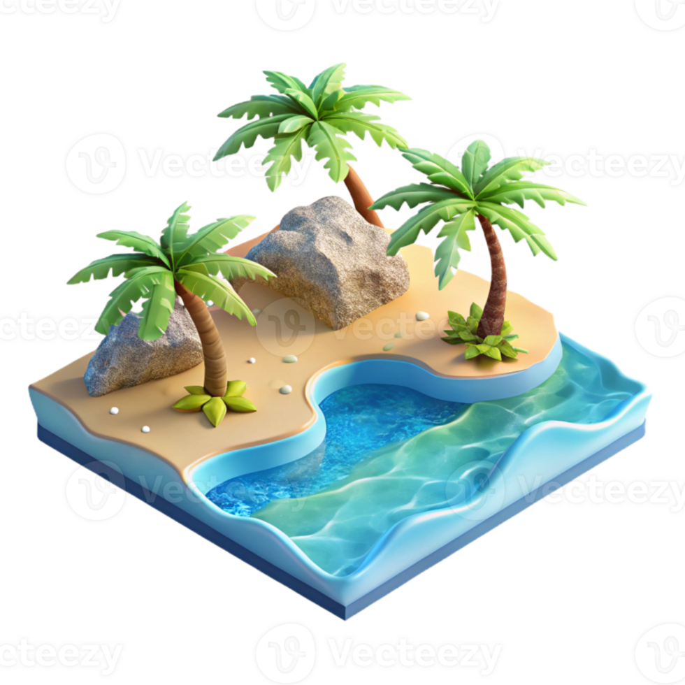 serene rustic Isolated Tropical Beach with Clear Water Transparent Background high resolution png