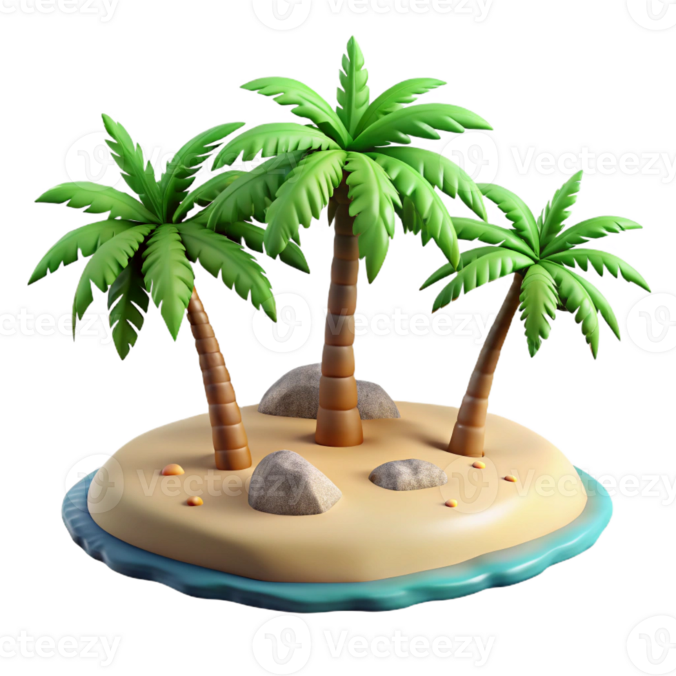 stunning creative Isolated Tropical Island with Palm Trees Transparent Background original png