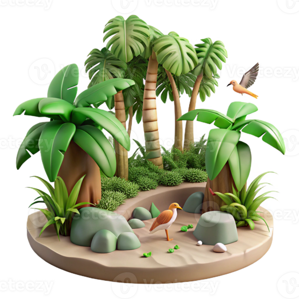 beautiful rustic Isolated Tropical Jungle with Waterfall Transparent Background authentic png