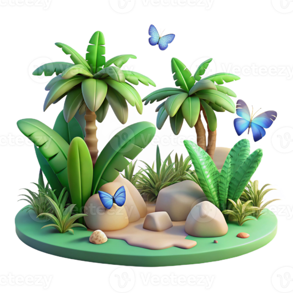 impressive abstract Isolated Tropical Jungle with Waterfall Transparent Background authentic png