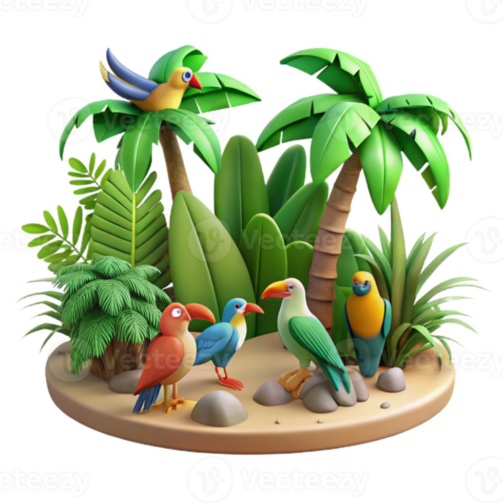 stunning artistic Isolated Tropical Jungle with Waterfall Transparent Background exclusive png