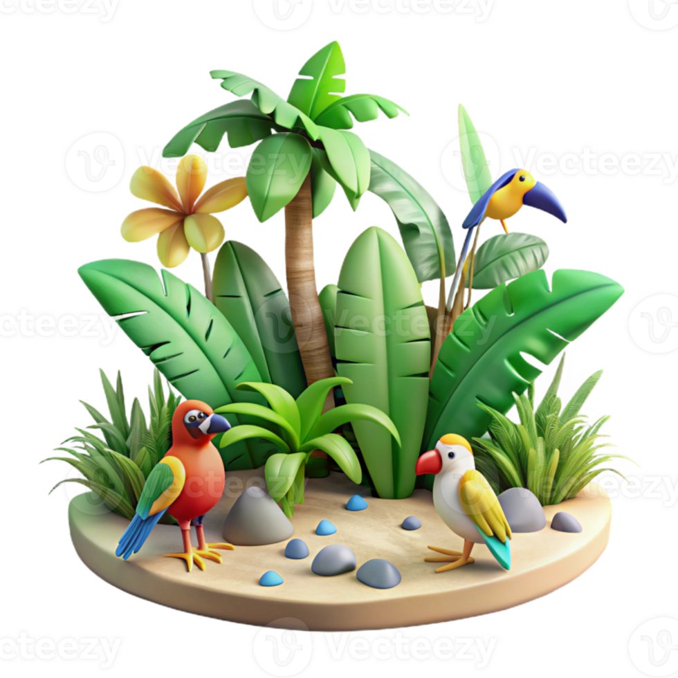 serene traditional Isolated Tropical Jungle with Waterfall Transparent Background professional png