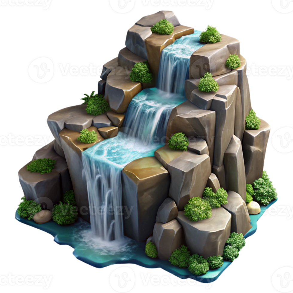 elegant contemporary Isolated Waterfall Cascading Down Rocks Aerial Shot detailed png
