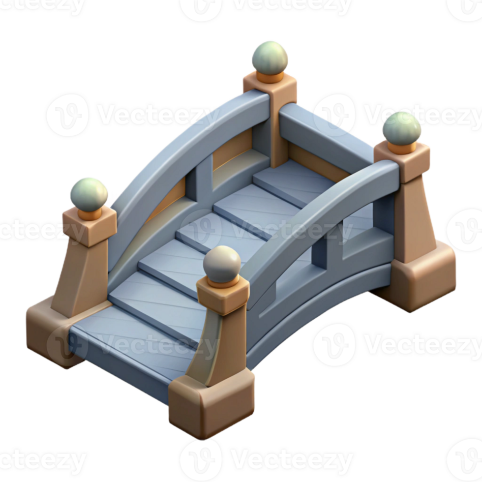 beautiful classic Isometric Bridge Isolated Element detailed png