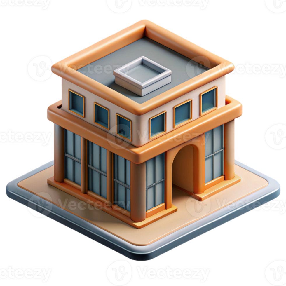 extraordinary minimalist Isometric Building Cutout Transparent Background high quality png