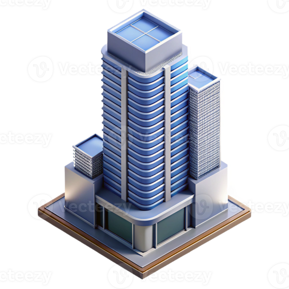 beautiful contemporary Isometric Building Modern Skyscraper Transparent Background genuine png