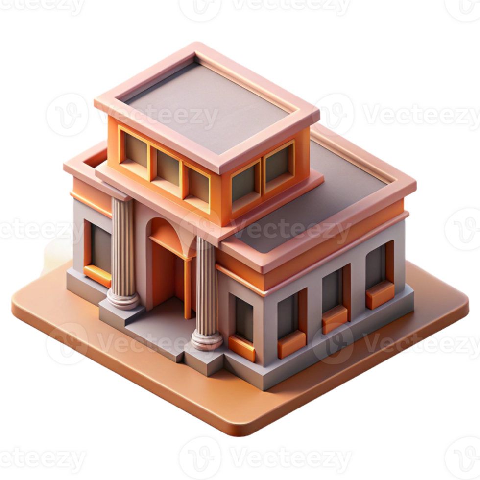 dramatic abstract Isometric Building Cutout Transparent Background 4K png