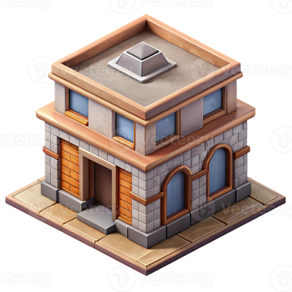 beautiful traditional Isometric Building Transparent Background 4K png