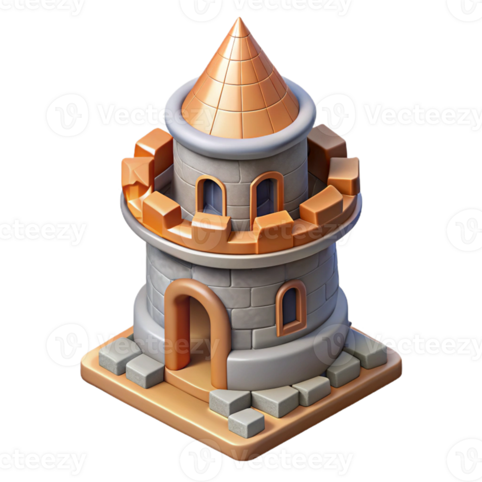 stunning artistic Isometric Castle Tower Transparent Background genuine png