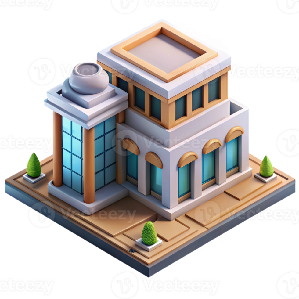 beautiful rustic Isometric City Building Transparent Background high resolution png