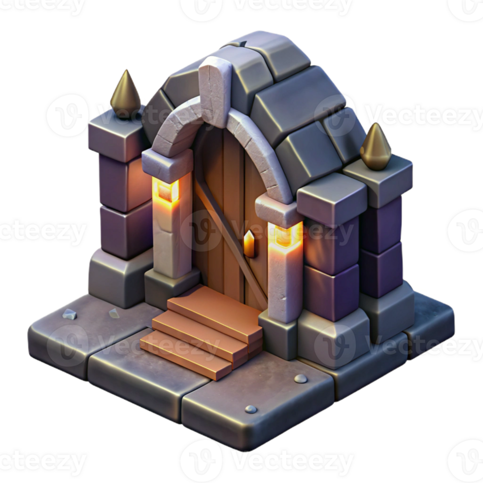 impressive traditional Isometric Dungeon Entrance Isolated Element genuine png