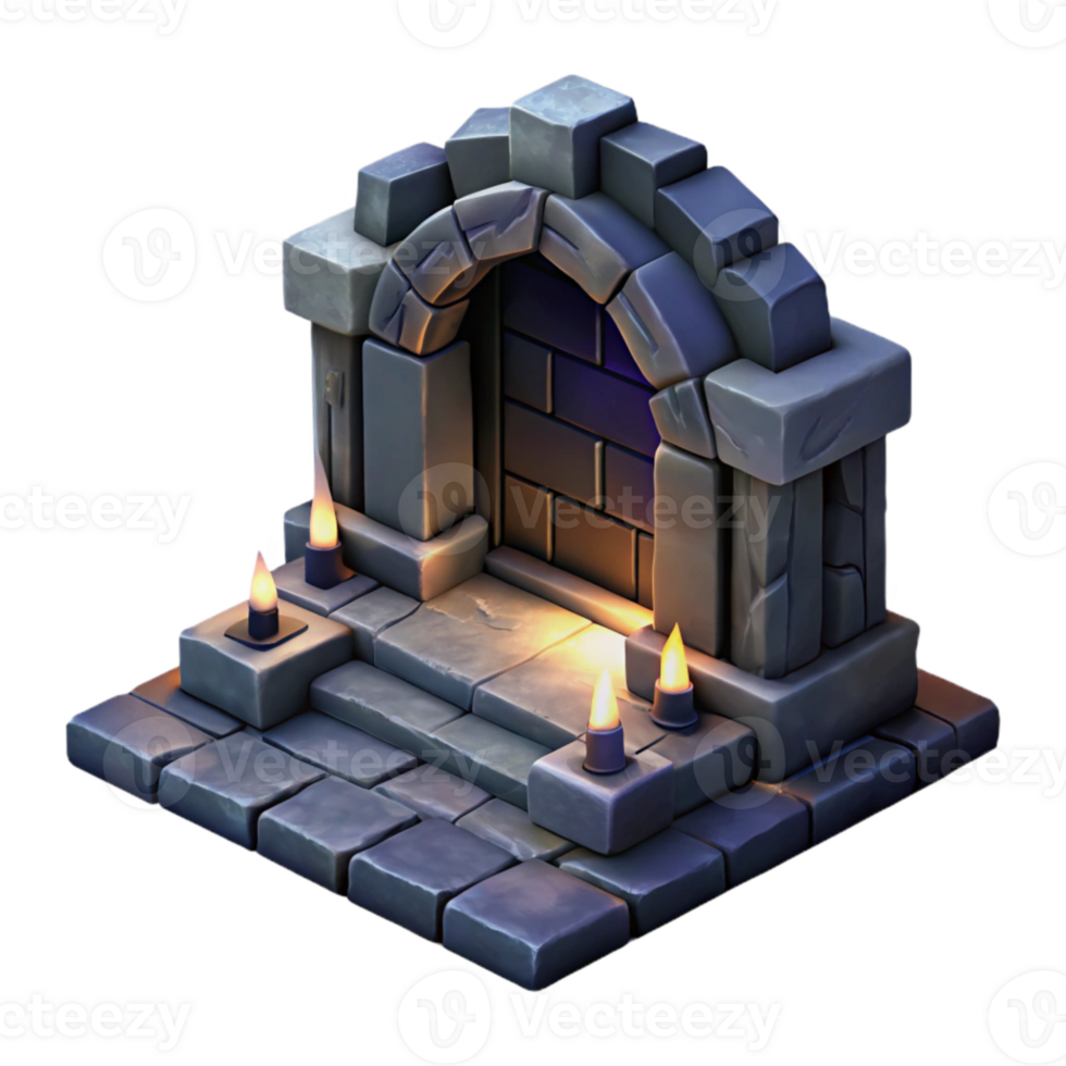 magnificent abstract Isometric Dungeon Entrance Dark and Shadowy Cutout Element detailed png